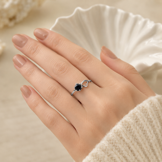 Heart Black Onyx Ring in Authentic 925 Sterling Silver