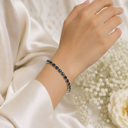 London Blue Topaz Tennis Bracelet in 925 Sterling Silver