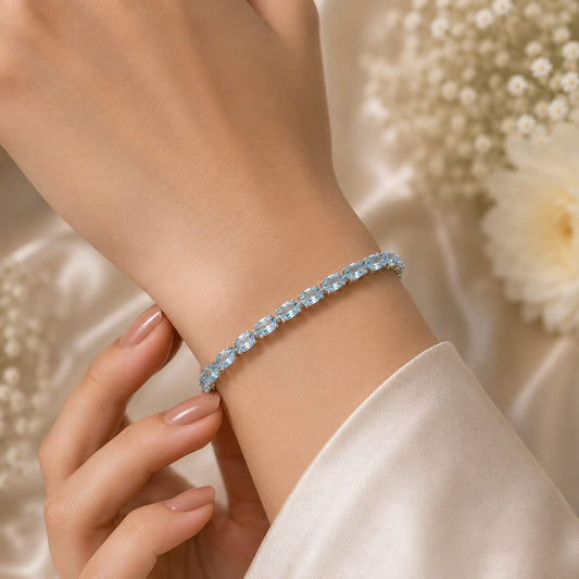 Blue Topaz tennis bracelet in 925 sterling silver