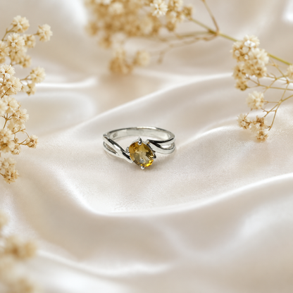 Split Citrine Ring in Authentic 925 Sterling Silver