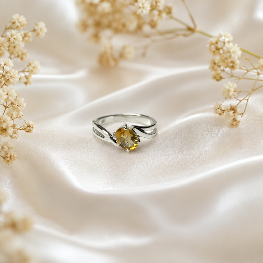 Split Citrine Ring in Authentic 925 Sterling Silver