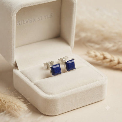 Lapis Lazuli stud earrings in 925 sterling silver by Silver Style