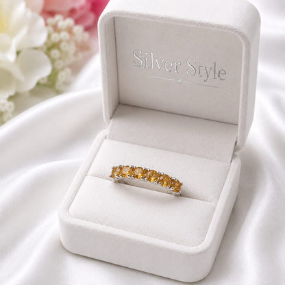 Citrine Band Ring in Authentic 925 Sterling Silver