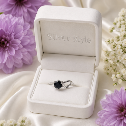 Heart Black Onyx Ring in Authentic 925 Sterling Silver