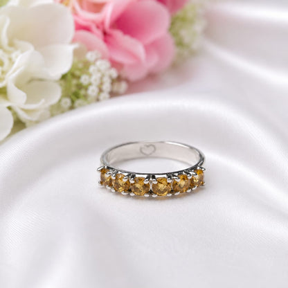Citrine Band Ring in Authentic 925 Sterling Silver