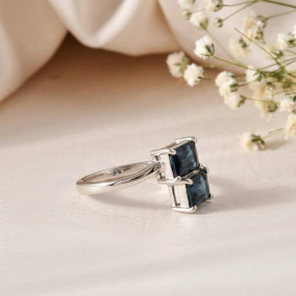 London Blue Topaz Open Ring 925 Silver