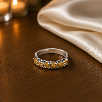 Citrine Band Ring in Authentic 925 Sterling Silver