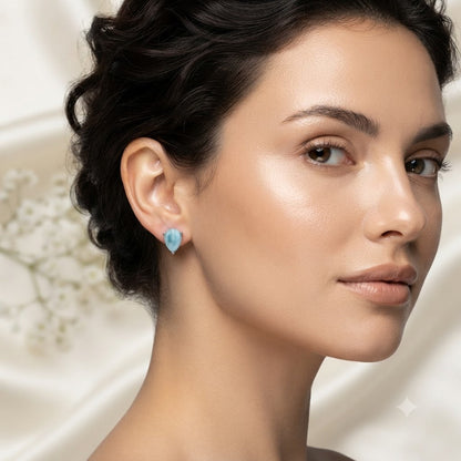 Larimar teardrop stud earrings in 925 sterling silver