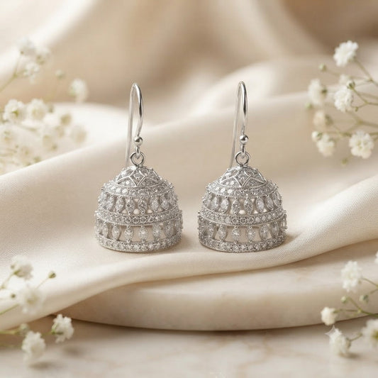 925 sterling silver royal dome jhumka earrings for women