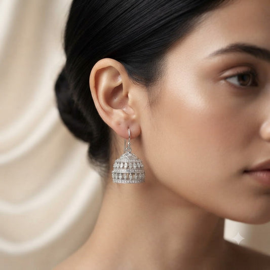 925 sterling silver royal dome jhumka earrings for women