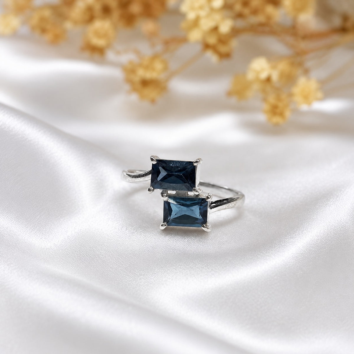 London Blue Topaz Open Ring 925 Silver