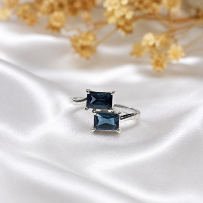 London Blue Topaz Open Ring 925 Silver