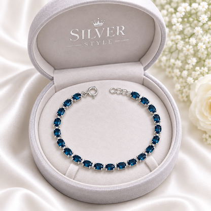 London Blue Topaz Tennis Bracelet in 925 Sterling Silver