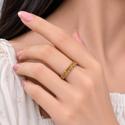 Citrine Band Ring in Authentic 925 Sterling Silver