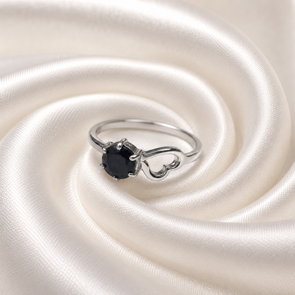 Heart Black Onyx Ring in Authentic 925 Sterling Silver