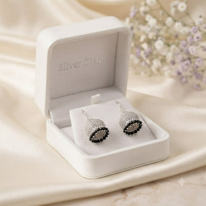 925 sterling silver black onyx jhumka earrings for women