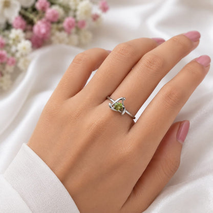 Peridot Swirl Bypass Ring in 925 Sterling Silver