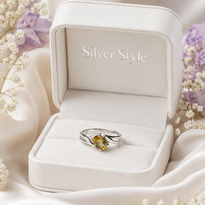 Split Citrine Ring in Authentic 925 Sterling Silver