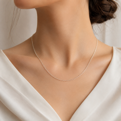 925 sterling silver classic oval link chain for women