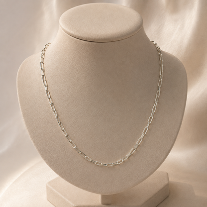 925 sterling silver rectangular link chain for women