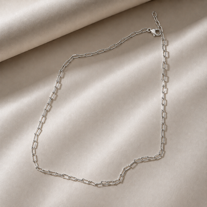 925 sterling silver rectangular link chain for women