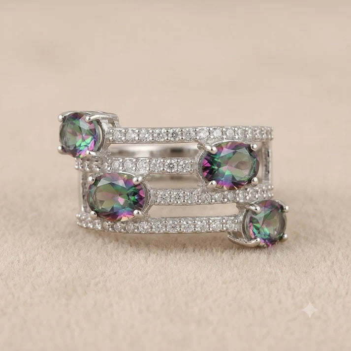 Mystic Topaz Multi Band Ring 925 Silver