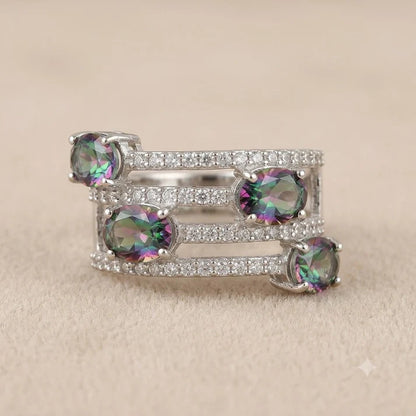 Mystic Topaz Multi Band Ring 925 Silver