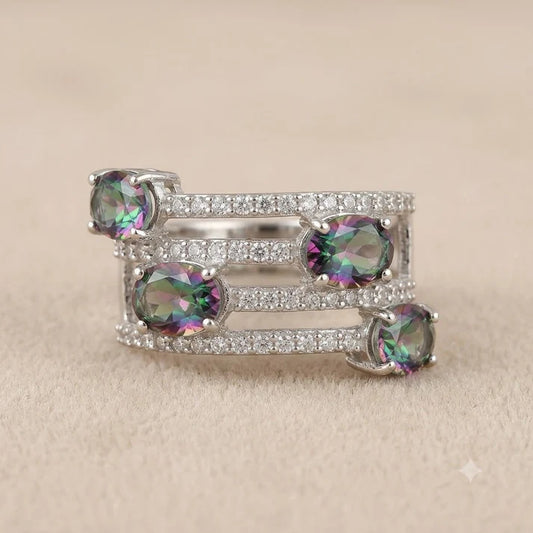 Mystic Topaz Multi Band Ring 925 Silver