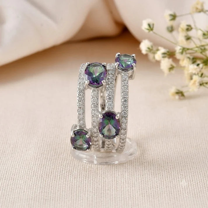 Mystic Topaz Multi Band Ring 925 Silver