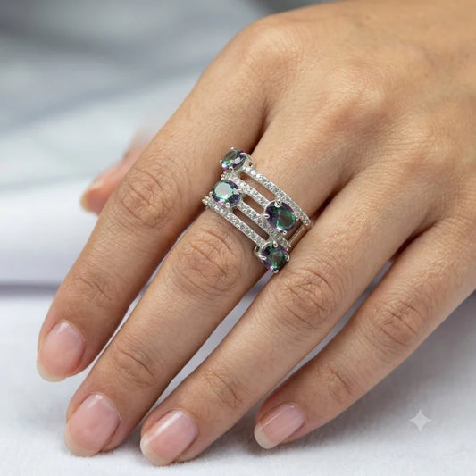 Mystic Topaz Multi Band Ring 925 Silver