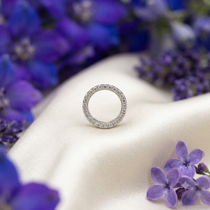 White Zircon Circle Pendant in 925 Sterling Silver