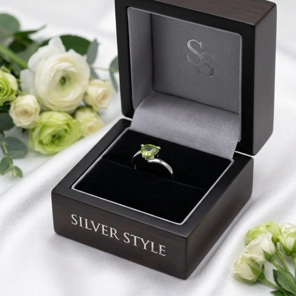 Pear-Cut Peridot Bypass Ring in 925 Sterling Silver