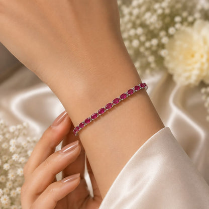 Ruby Tennis Bracelet in 925 Sterling Silver