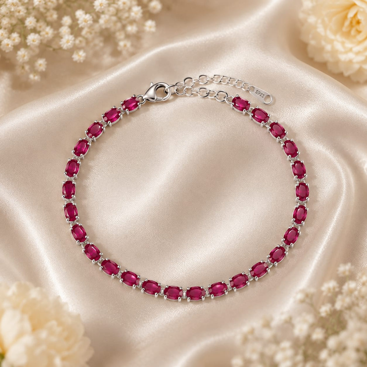 Ruby Tennis Bracelet in 925 Sterling Silver