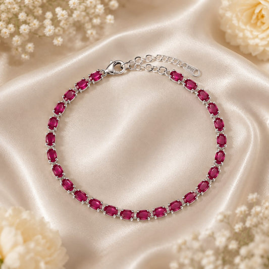 Ruby Tennis Bracelet in 925 Sterling Silver