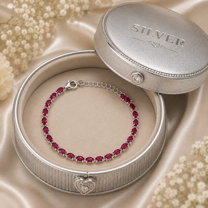 Ruby Tennis Bracelet in 925 Sterling Silver