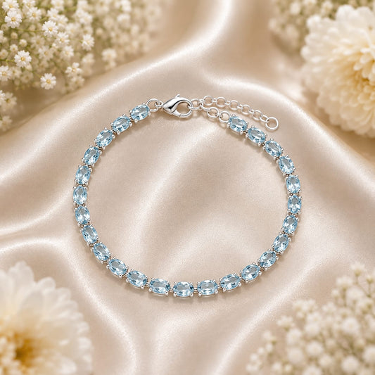 Blue Topaz tennis bracelet in 925 sterling silver