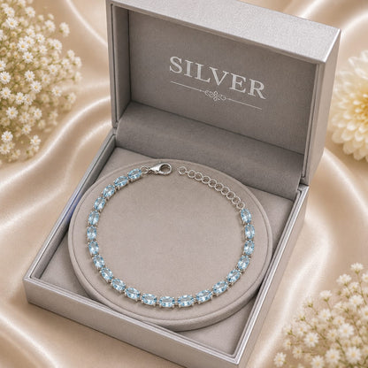Blue Topaz tennis bracelet in 925 sterling silver