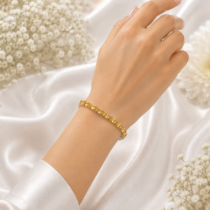 925 Sterling Silver Citrine Bracelet with Oval Yellow Gemstones