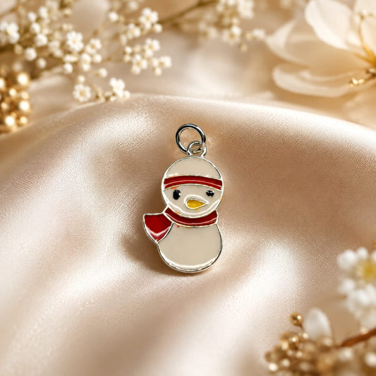 Festive snowman enamel charm for jewelry
