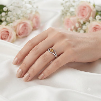 Bypass Citrine Ring 925 Sterling Silver Jewelry with Oval Golden Yellow Citrine