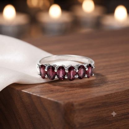 Garnet Classic Ring 925 Sterling Silver