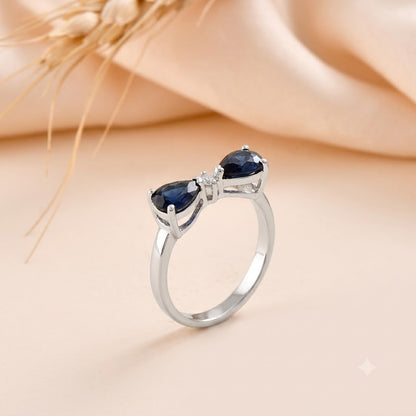 London Blue Topaz Bow Ring 925 Silver