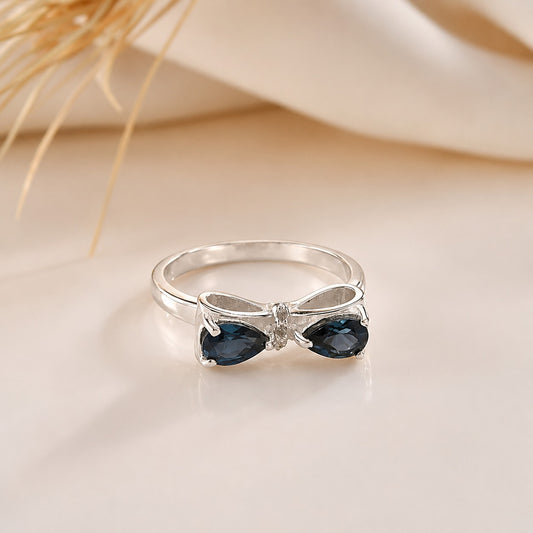 London Blue Topaz Bow Ring 925 Silver