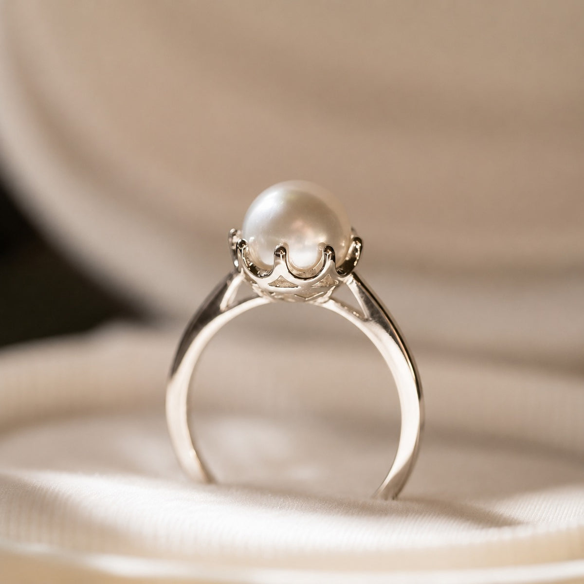 Freshwater Pearl Solitaire Ring 925 Silver