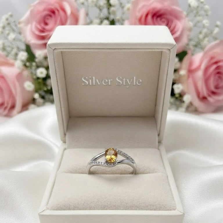 Bypass Citrine Ring 925 Sterling Silver Jewelry with Oval Golden Yellow Citrine