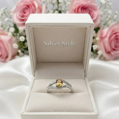 Bypass Citrine Ring 925 Sterling Silver Jewelry with Oval Golden Yellow Citrine