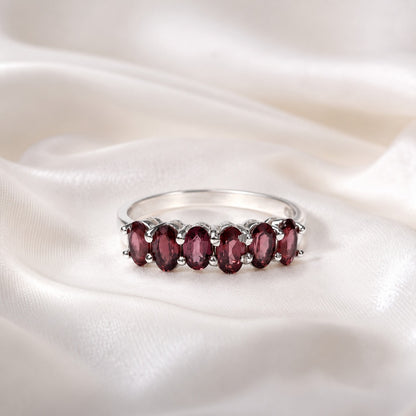 Garnet Classic Ring 925 Sterling Silver