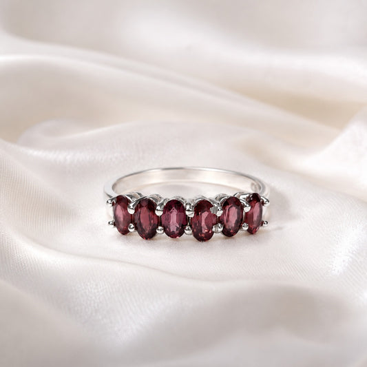 Garnet Classic Ring 925 Sterling Silver