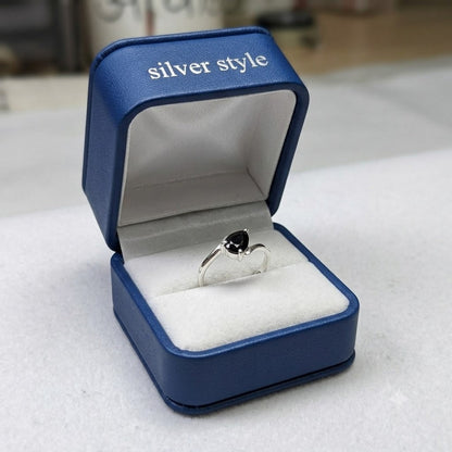 Pear Black Onyx Ring in 925 Sterling Silver Jewelry